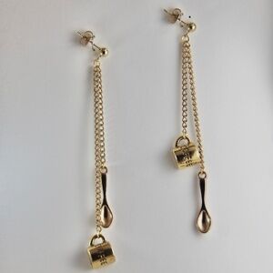 Coffee Mug & Spoon Chain Earrings